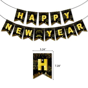 Detailed dimensions of Happy New Year party banner showing flag height and width