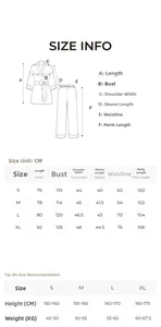 Guide des tailles détaillé et tableau de mesures pour ensemble peignoir et pantalon femme