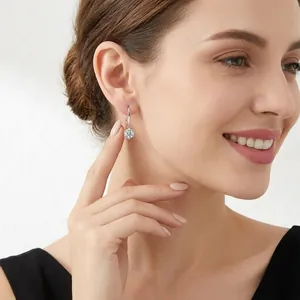 Elegant S925 sterling silver drop earrings with sparkling moissanite stone for women