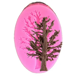 Pink tree branch silicone mold for DIY fondant cake decoration and handmade crafts