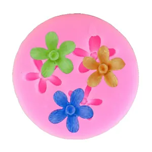 Pink circular mini flower silicone mold tool for DIY fondant cake and clay crafts