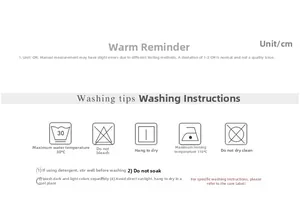 Detailed washing instructions and measurement guide for baby summer sun protection hat