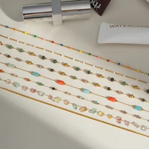 Collane in acciaio inossidabile oro 18K con pietre naturali colorate e perline