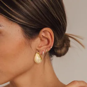 18K gold plated earring set with colorful resin drops and zircon studs for women