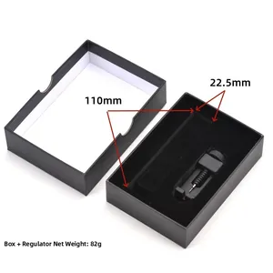 Detail of black gift box with watch band adjustment tool and weight measurement