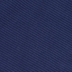 Macro view of navy blue ribbed fabric texture and fine knitting for tank top