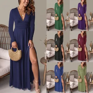 Detail of elegant V-neck paisley print dress showing various color options and fit