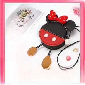 DIY handmade mini coin purse kit with red polka dot bow and cute round cartoon ears