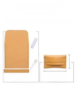 DIY handmade leather card holder kit including pre-punched leather and sewing tools