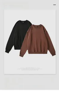 Détail de sweats à col rond oversize en coton épais de qualité en noir et marron