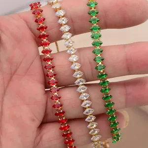 Bracciali con zirconi colorati taglio marquise in rosso bianco e verde dorati