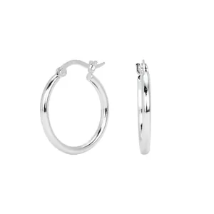 Classic polished S925 sterling silver hoop earrings for women minimalist jewelry