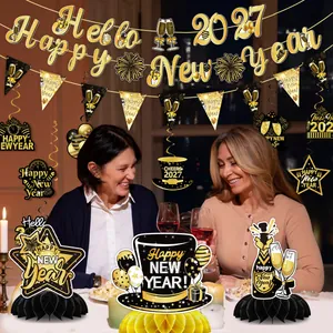 Kit complet de décoration pour le Nouvel An 2027 avec bannières et centres de table