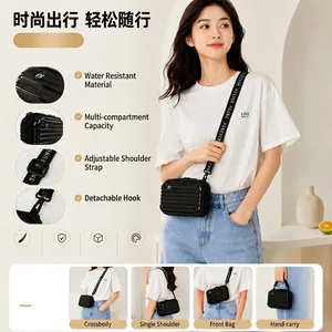 Stylish mini hard-shell crossbody bag with suitcase design and adjustable strap for women