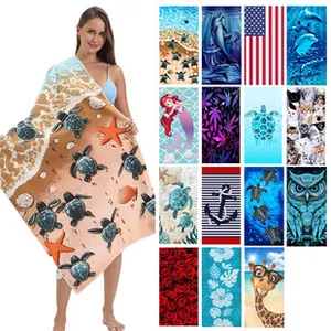 High-quality microfiber beach towels featuring sea turtles, dolphins, and nautical prints