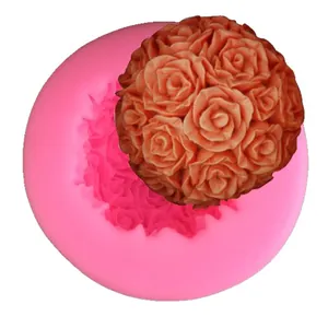 Large rose bouquet spherical silicone mold for soap and fondant cake decorating