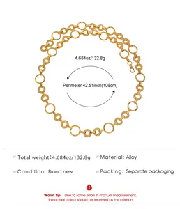 Détails techniques de la chaîne de taille en alliage doré avec une circonférence 108cm