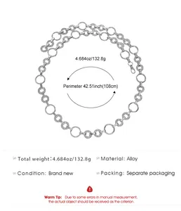 Vue détaillée des spécifications de la ceinture chaîne en alliage avec dimensions