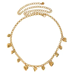 Chaîne de taille dorée élégante pour femme avec pendentifs cœurs décoratifs pour robes