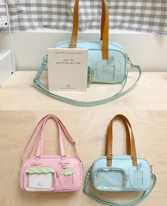 Détails des sacs Ita japonais rose et bleu avec fenêtres d'affichage transparentes