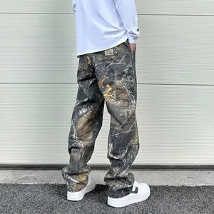 Pantalon cargo camouflage real-tree coupe ample avec multi-poches et effet délavé