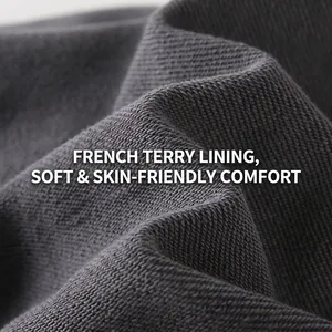 Schwerer dunkelgrauer Baumwollpullover mit weicher French-Terry-Innenseite aus Fleece