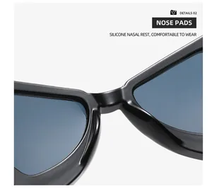 Close-up of comfortable silicone nose pads on butterfly frame Y2K sunglasses