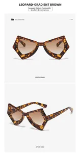 Detail of butterfly-shaped leopard print frame sunglasses with gradient tea lenses