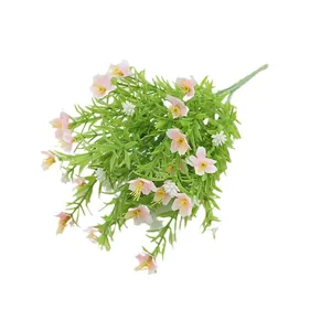 Artificial jasmine silk flower bundle with pink and white buds for home decor