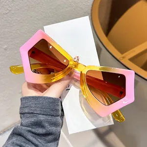 Stylish oversized butterfly sunglasses with pink and yellow gradient frames