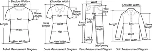 Guida alle misure per magliette, vestiti, pantaloni e top per l'abbigliamento.