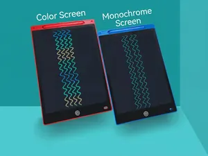 Comparison detail between color and monochrome screen LCD writing tablets for kids drawing.
