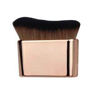 Professional wide flat body tanning brush with soft synthetic bristles and rose gold handle