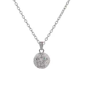 Collier pendentif en zircon brillant en acier titane pour femme, style minimaliste