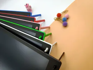 Vibrant LCD writing tablets for kids featuring multiple colors and built-in stylus