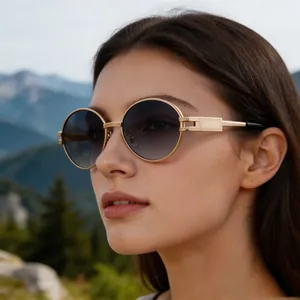Vintage Oval Metal Frame Sunglasses UV400 Protection Gradient Lens Fashion Streetwear Outdoor Eyewear For Women Gold Silver