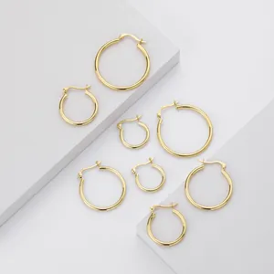 Detailed display of gold-plated S925 sterling silver hoop earrings in various sizes