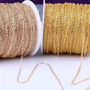 Close-up of 1.5mm gold-filled cross chain for DIY jewelry making and necklaces