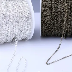 1.5mm silver and bronze gold plated cross chains for DIY jewelry making on white spools