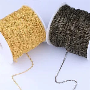 1.5mm gold-plated and antique bronze O-link chains for DIY jewelry making on spools
