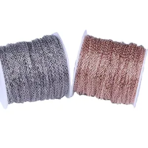 Two spools of 1.5mm fine metal cross chains in silver and rose gold for DIY jewelry