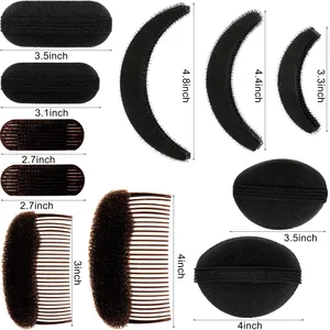 Multi-piece invisible hair volume pads and bump-its set with size measurements in inches.