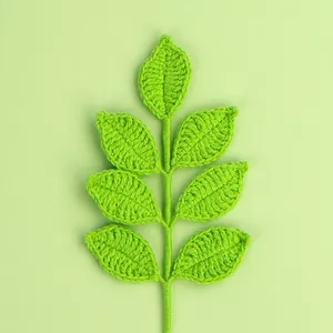 Premium handmade green crochet leaf branch for DIY artificial flower bouquet gifts