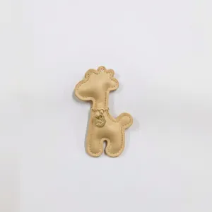 Cute beige synthetic leather giraffe pendant charm with gold chain for phone bags