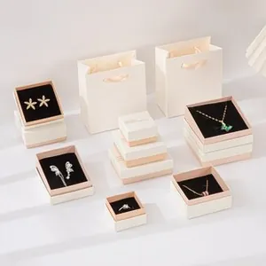 Elegant cream and pink jewelry gift box set for necklaces and earrings packaging display