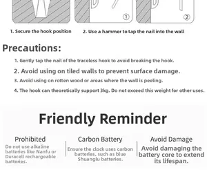 Step-by-step installation guide and carbon battery maintenance for silent wall clocks