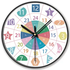 Educational wall clock for kids with numbers and Chinese characters for learning time.