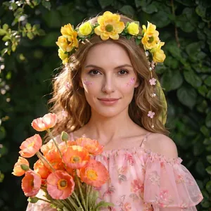 Elegant bohemian floral headband wreath for kids wedding or beach travel photography