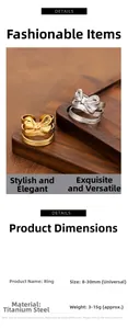 Detailed view of stainless steel bow rings with specifications on material and weight