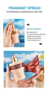 Close-up detail of ice cream cone shaped perfume bottle with spray nozzle design